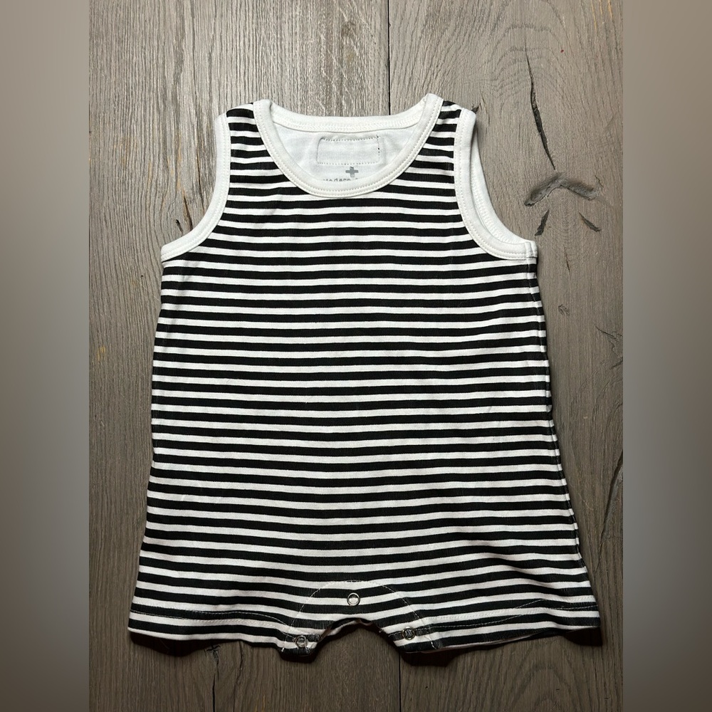 Preowned Modern Burlap Organic Tank Romper
12-18 Months / B+W Stripes